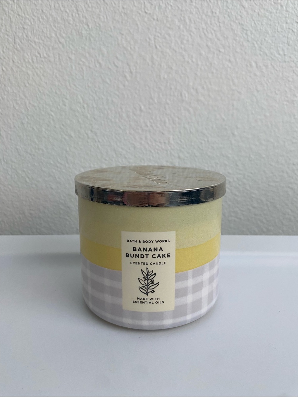 Bath & Body Works Banana Bundt Cake Scented Candle - Yellow & Silver